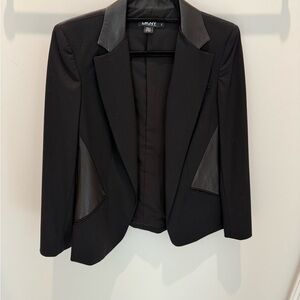 DKNY Women's Black Blazer with Leather Details